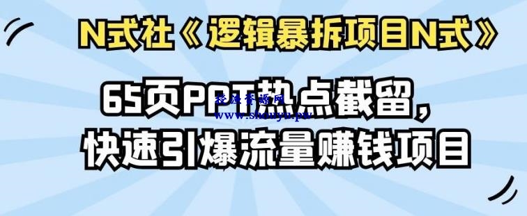 倪尔昂逻辑暴拆项目N式之08：65页PPT热点截留，快速引爆流量赚钱项目