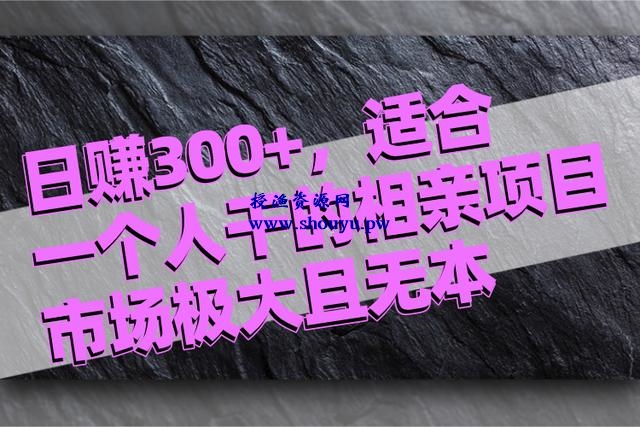 佐道超车暴富系列课13:日赚300+，适合一个人干的无本暴利相亲项目！