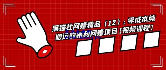 黑猫社网赚精品（12）：零成本纯搬运的暴利网赚项目【视频课程】