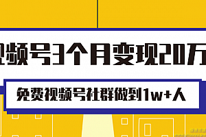 从0到1学视频号运营实操，免费视频号社群做到1w+人，并3个月变现20万+