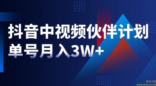 最新赚钱风口：抖音中视频伙伴计划，单号月入3W+，新手老手可操作