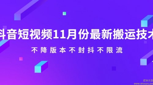 抖音短视频11月份最新搬运技术，不降版本不封抖不限流！