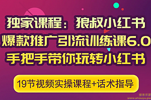 狼叔小红书爆款推广引流训练课6.0，手把手带你玩转小红书，实操一天50+精准女粉