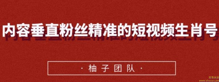 内容垂直粉丝精准的短视频生肖号，小众领域简单操作月入10000+